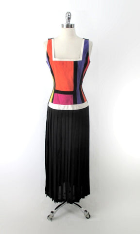 • Vintage 90s Cache Colorblock Ultrasuede Dress L