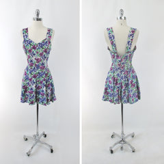 vintage 90s grunge floral flower romper playsuit shorts one piece outfit High Fashion bombshell bettys vintage full