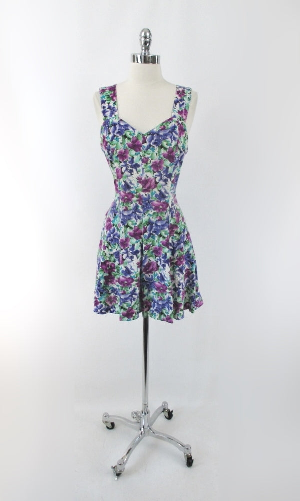 vintage 90s grunge floral flower romper playsuit shorts one piece outfit High Fashion bombshell bettys vintage gallery
