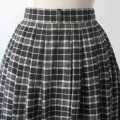 Vintage 90s Liz & Co Black White Plaid Tea Skirt S