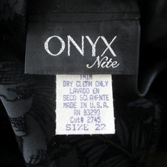 Vintage 90s Black Flocked Velvet Party Dress Matching Bolero Jacket Plus 2XL