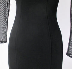Vintage 90s Black Tadashi Shoji Sweetheart Bodycon Party Dress S
