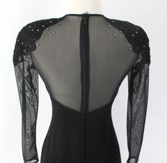 Vintage 90s Black Tadashi Shoji Sweetheart Bodycon Party Dress S