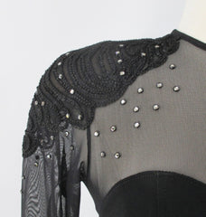 Vintage 90s Black Tadashi Shoji Sweetheart Bodycon Party Dress S
