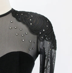 Vintage 90s Black Tadashi Shoji Sweetheart Bodycon Party Dress S