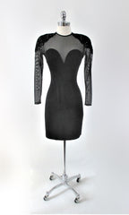 Vintage 90s Black Tadashi Shoji Sweetheart Bodycon Party Dress S
