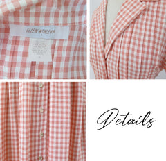 vintage 90s peach gingham laura ellen Ashley country garden casual grunge tea dress bombshell bettys vintage  tag