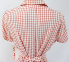 vintage 90s peach gingham laura ellen Ashley country garden casual grunge tea dress bombshell bettys vintage pleat