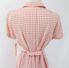 vintage 90s peach gingham laura ellen Ashley country garden casual grunge tea dress bombshell bettys vintage  back