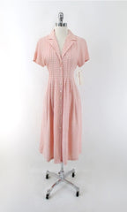 vintage 90s peach gingham laura ellen Ashley country garden casual grunge tea dress bombshell bettys vintage gallery