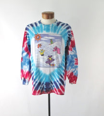 Vintage 90s GRATEFUL DEAD Snowboard Bears Peter Forsythe Tie Dye T Shirt L