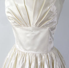 Vintage 80s Gunne Sax 50s Inspired White Satin Party Dress XS