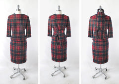 Vintage 60s Joseph Magnin Plaid Wool 3 Piece Suit S