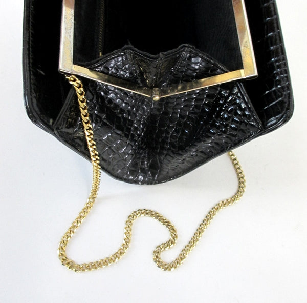 MORRIS MOSKOWITZ black leather box-purse – Vintage Carwen
