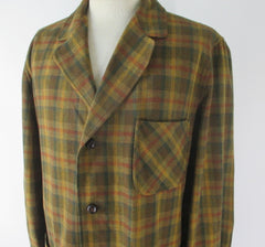 Vintage 50s Pendleton Golden Green Plaid Wool 49er Jacket  L - Bombshell Bettys Vintage