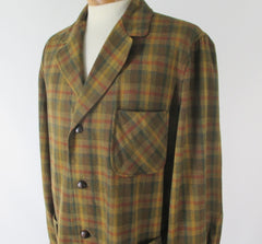 Vintage 50s Pendleton Golden Green Plaid Wool 49er Jacket  L - Bombshell Bettys Vintage