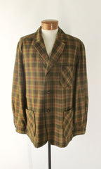 Vintage 50s Pendleton Golden Green Plaid Wool 49er Jacket  L - Bombshell Bettys Vintage