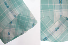 Vintage 50s 60s Women's Trail Ridge Aqua Plaid Ruffled Western Shirt S