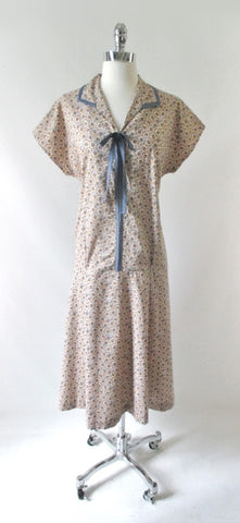 Vintage 20's 30's Style Flour Sack Ditzy Calico Day Dress XL
