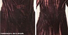 Vintage 20s 30s Brown Velvet Dress Matching Turban M
