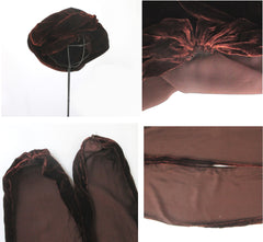 Vintage 20s 30s Brown Velvet Dress Matching Turban M