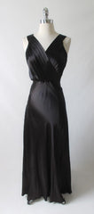 Vintage 40's Black Duchess Satin Evening Gown M - Bombshell Bettys Vintage