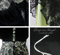 Vintage 40's Black & Apple Green Lace Evening Dress L - Bombshell Bettys Vintage