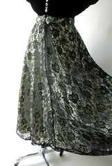 Vintage 40's Black & Apple Green Lace Evening Dress L - Bombshell Bettys Vintage