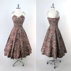 Vintage 50s Novelty Print Dress Matching Wrap / Shawl XS / XXS