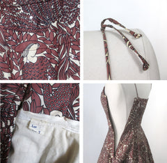 Vintage 50s Novelty Print Dress Matching Wrap / Shawl XS / XXS