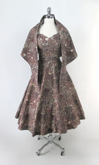 Vintage 50s Novelty Print Dress Matching Wrap / Shawl XS / XXS