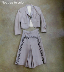 Vintage 30s 40s Suede Trim Culottes & Short Jacket Set XS