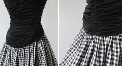 Vintage 50s Strapless Gingham Dress & Matching Bolero Set M - Bombshell Bettys Vintage