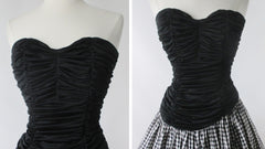 Vintage 50s Strapless Gingham Dress & Matching Bolero Set M - Bombshell Bettys Vintage