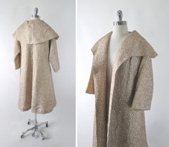 Vintage 50's Lilli Diamond Gold Brocade Evening Jacket Coat M - Bombshell Bettys Vintage