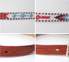 Vintage 50s 60s Beaded Leather Thunderbird Souveneer Belt 34 - Bombshell Bettys Vintage
