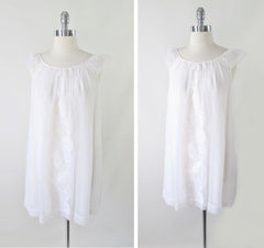 Vintage 50s White Chiffon Baby Doll Nightie Night Gown & Robe Set M - Bombshell Bettys Vintage