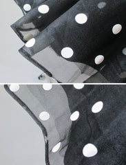 Vintage 80's / 50's Look Black White Polka Dot Sheer Full Skirt Party Dress S - Bombshell Bettys Vintage