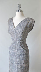 • Vintage 50's Zebra & Rhinestone Frank Starr Sheath Dress M - Bombshell Bettys Vintage