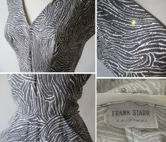 • Vintage 50's Zebra & Rhinestone Frank Starr Sheath Dress M - Bombshell Bettys Vintage
