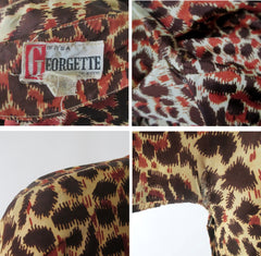 Vintage 50s Leopard Print Full Skirt Party Dress S - Bombshell Bettys Vintage