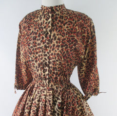 Vintage 50s Leopard Print Full Skirt Party Dress S - Bombshell Bettys Vintage
