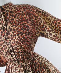 Vintage 50s Leopard Print Full Skirt Party Dress S - Bombshell Bettys Vintage