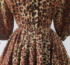 Vintage 50s Leopard Print Full Skirt Party Dress S - Bombshell Bettys Vintage