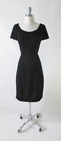 Vintage 50's Kimberly Knit Black Bouclé Sheath Sweater Dress M
