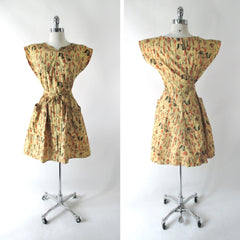 Vintage 50's Swirl Wrap Dress Kitchenware Novelty Print M - Bombshell Bettys Vintage