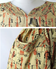 Vintage 50's Swirl Wrap Dress Kitchenware Novelty Print M - Bombshell Bettys Vintage