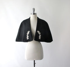 Vintage 50's Black Faille Sequins Capelet One size - Bombshell Bettys Vintage