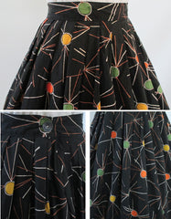 • Vintage 50's Atomic Starburst Swing Skirt Mid Century Modern S - Bombshell Bettys Vintage