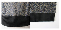 Vintage 50's Pearl Collar Black Lace Knit Sweater Top L - Bombshell Bettys Vintage